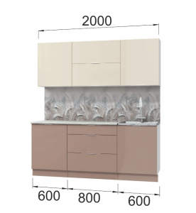 Кухня Асти. Готовый комплект 2,0 м, латте