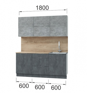 Кухня Асти. Готовый комплект 1,8 м, бетон