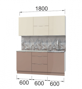 Кухня Асти. Готовый комплект 1,8 м, латте