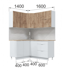 Кухня угловая Асти. Готовый комплект, вайт