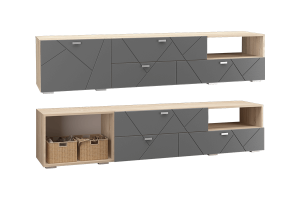 Скайлайн Тумба под ТВ с 3 ящ.и 1 дв. (2100) графит