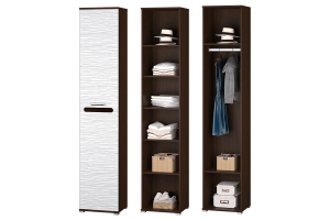 Мишель Шкаф 1дв. для платья и бельяс выдвижной штангойвенге/белый страйп