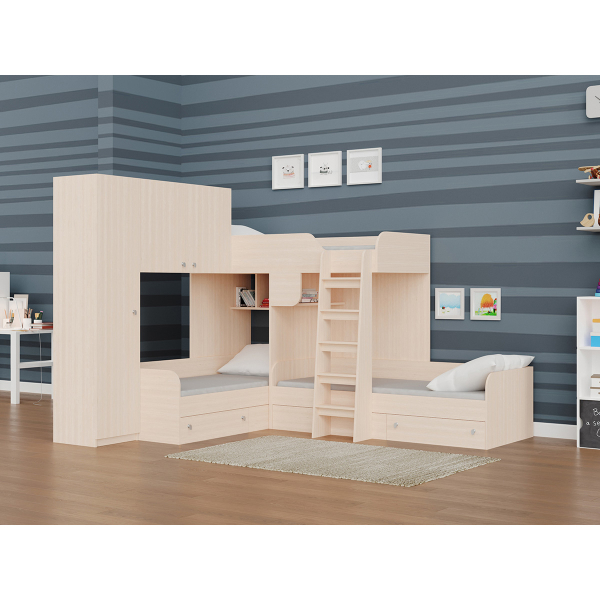 Купить кровать трехместная двухъярусная трио/1 - 45 400 руб.