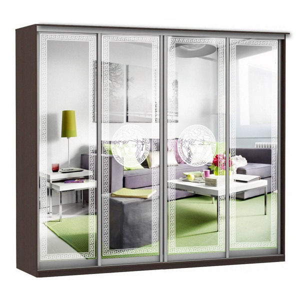 Купить шкаф-купе модерн 2362 (зеркало с пескоструем, 4 секции) - 56 221 руб.