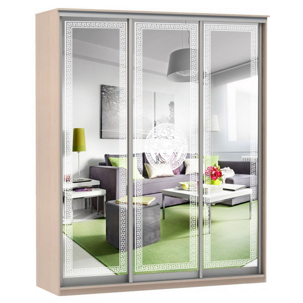 Купить шкаф-купе модерн 2076 (зеркало с пескоструем, 3 секции) - 48 526 руб.