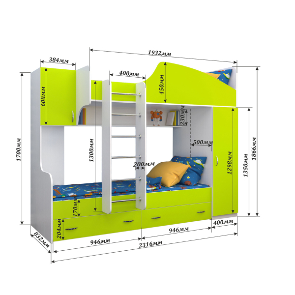Купить кровать двухъярусная юниор 2 - 34 650 ₽