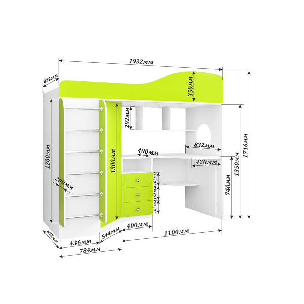 Купить кровать-чердак кадет 1 с металлической лестницей - 31 100 руб.