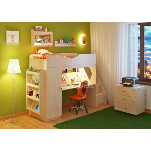 Купить кровать-чердак легенда 9.4 с полками - 38 390 ₽