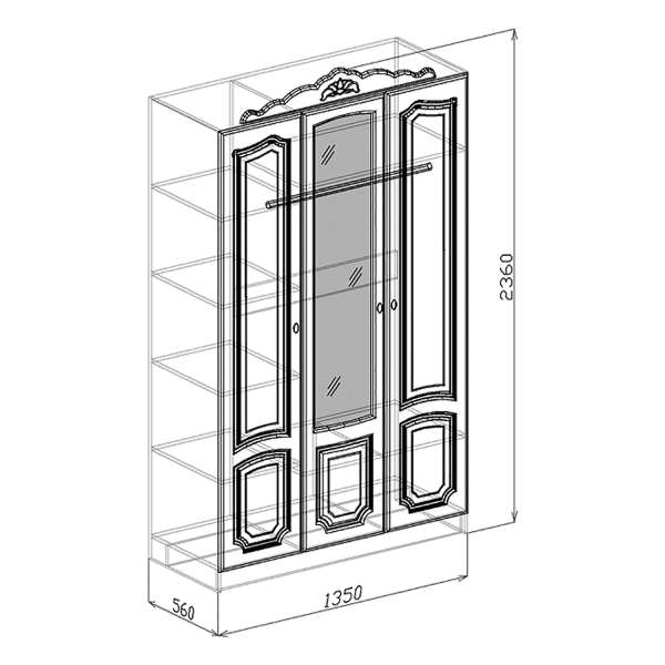 Купить шкаф трехдверный корона - 23 387 руб.