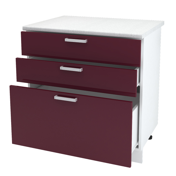 Купить шкаф напольный с тремя ящиками ксения шн3я 800 б/ст - 6 375 ₽