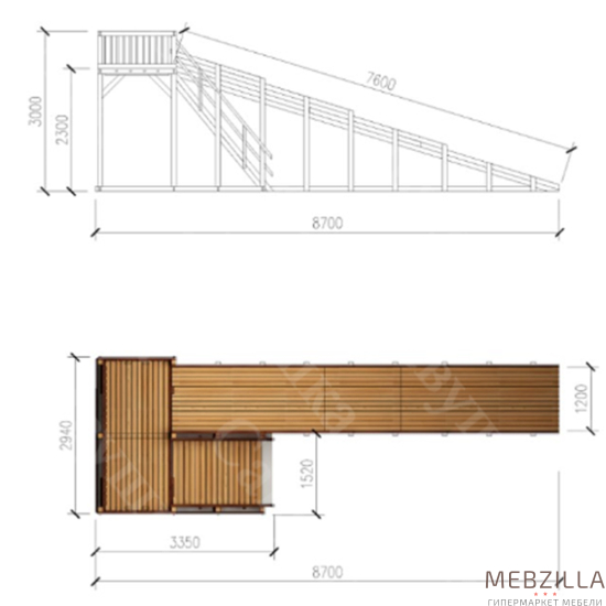 Купить зимняя деревянная горка савушка зима wood 6 - 195 000 руб.
