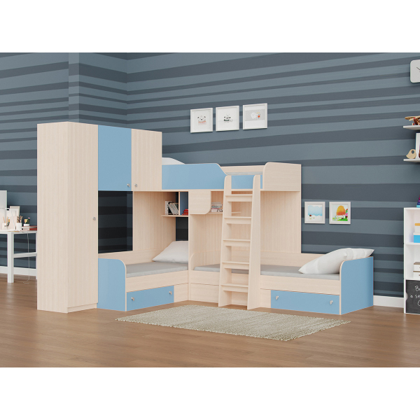 Купить кровать трехместная двухъярусная трио/1 - 45 400 руб.