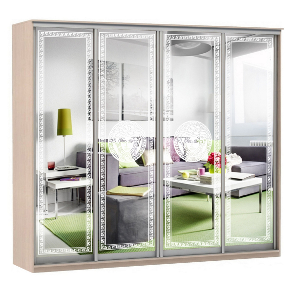 Купить шкаф-купе модерн 2362 (зеркало с пескоструем, 4 секции) - 56 221 руб.