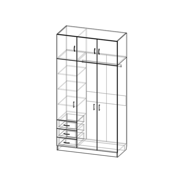 Купить шкаф трехстворчатый с антресолью шр-327 - 15 530 ₽