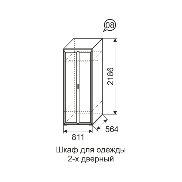 Купить шкаф двухдверный 08 афродита - 15 514 руб.