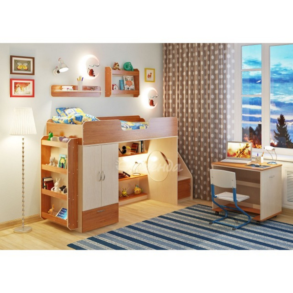 Купить кровать-чердак легенда 3.6 с полками - 32 820 ₽
