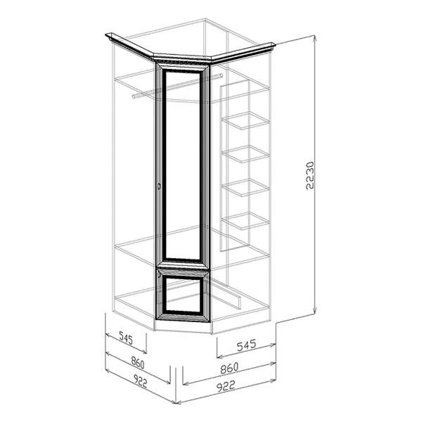 Купить шкаф угловой 18 диана люкс - 13 421 ₽
