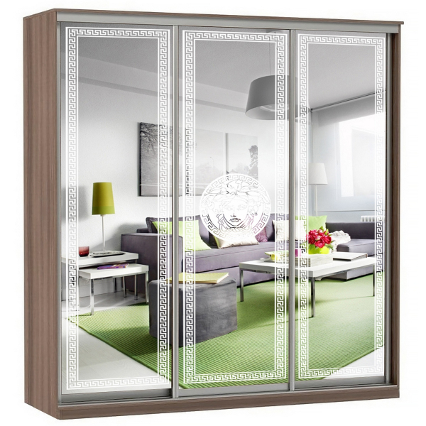 Купить шкаф-купе модерн 2076 (зеркало с пескоструем, 3 секции) - 48 526 руб.