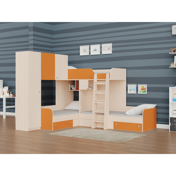 Купить кровать трехместная двухъярусная трио/1 - 45 400 руб.